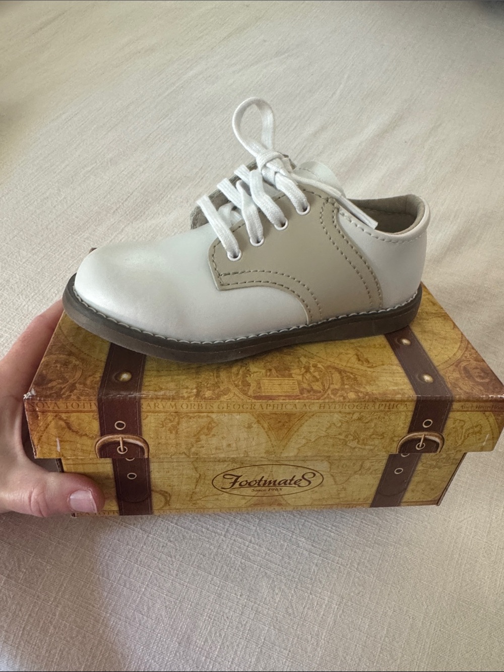 FootMates White and Beige Saddle Shoe